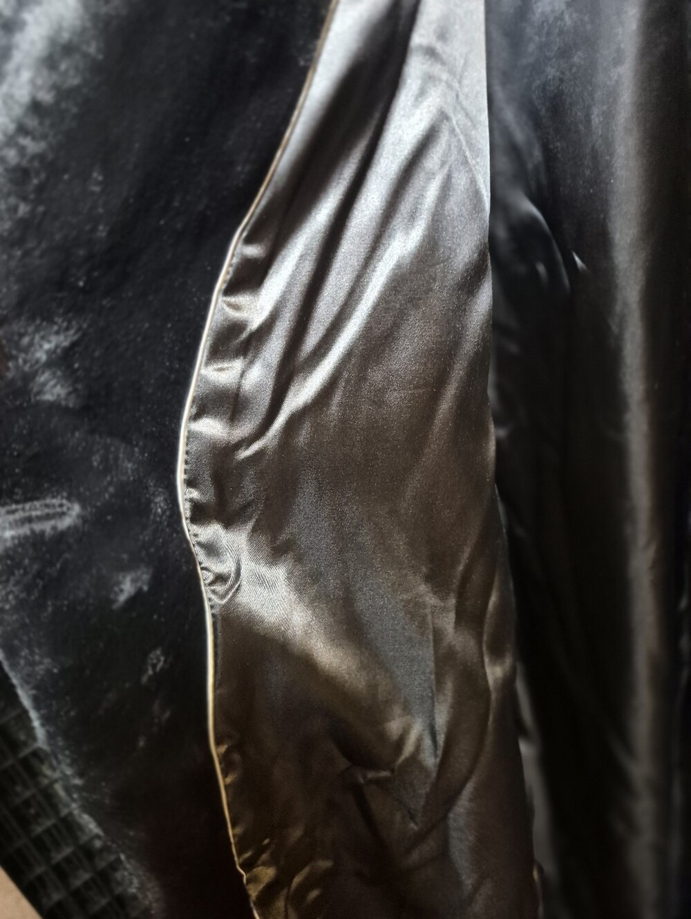 DKNY Black Faux Fur Long Coat with Notch Collar - Picture 6 of 6